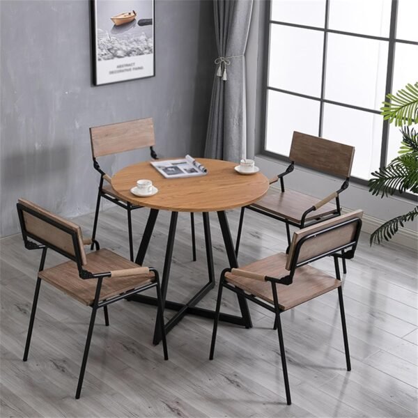 Industrial Living Room Side Table with Wood Top & Metal Legs