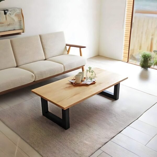 Metal & Wood Coffee Table, Black & Brown Finish