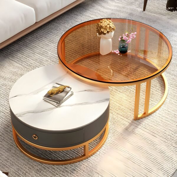 Round Space-Saving Nesting Coffee Table