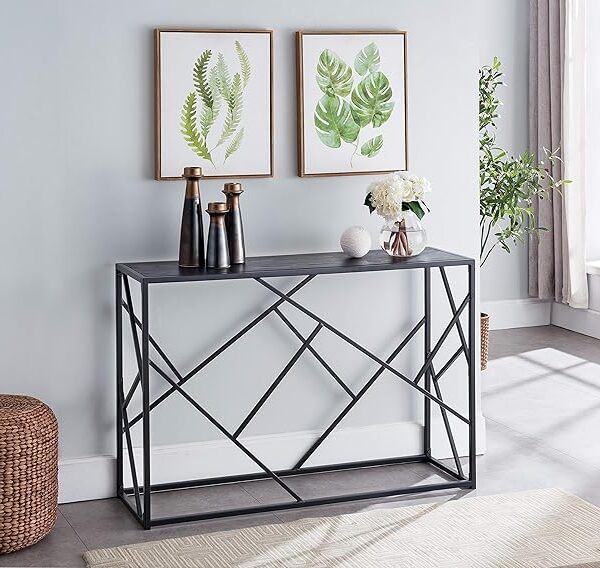 Macon Modern Entryway Console Table, Black